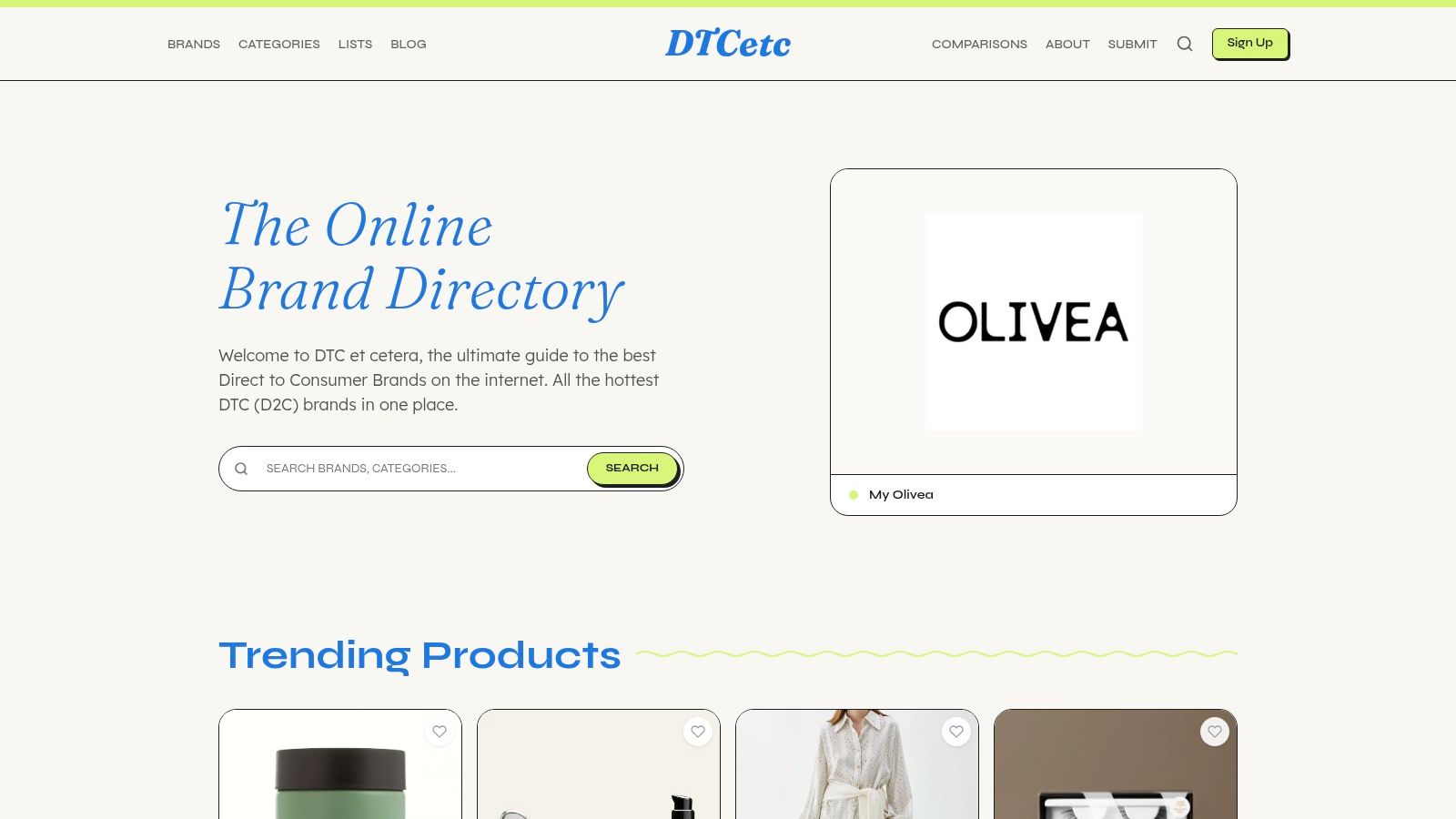 DTCetc, Comprehensive Guide to DTC Brands (filterable lists)