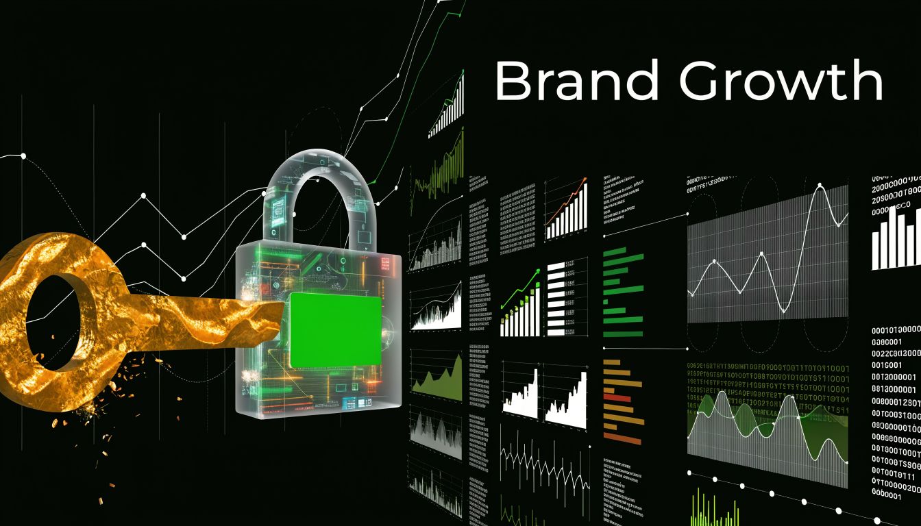 A digital graphic featuring a golden key opening a padlock with data charts and graphs background.