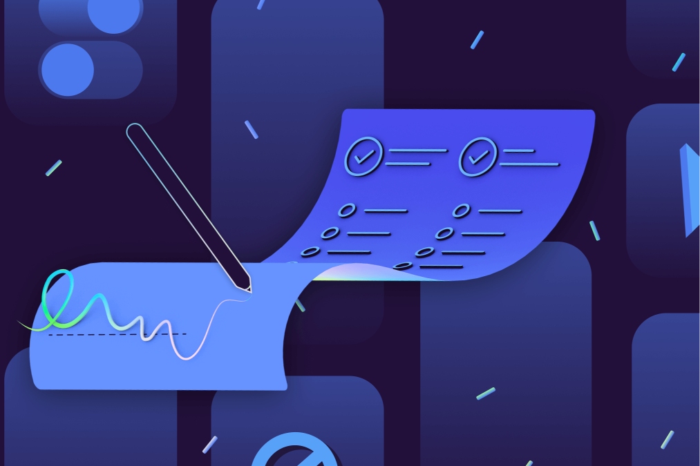 Illustration of a digital page and icons