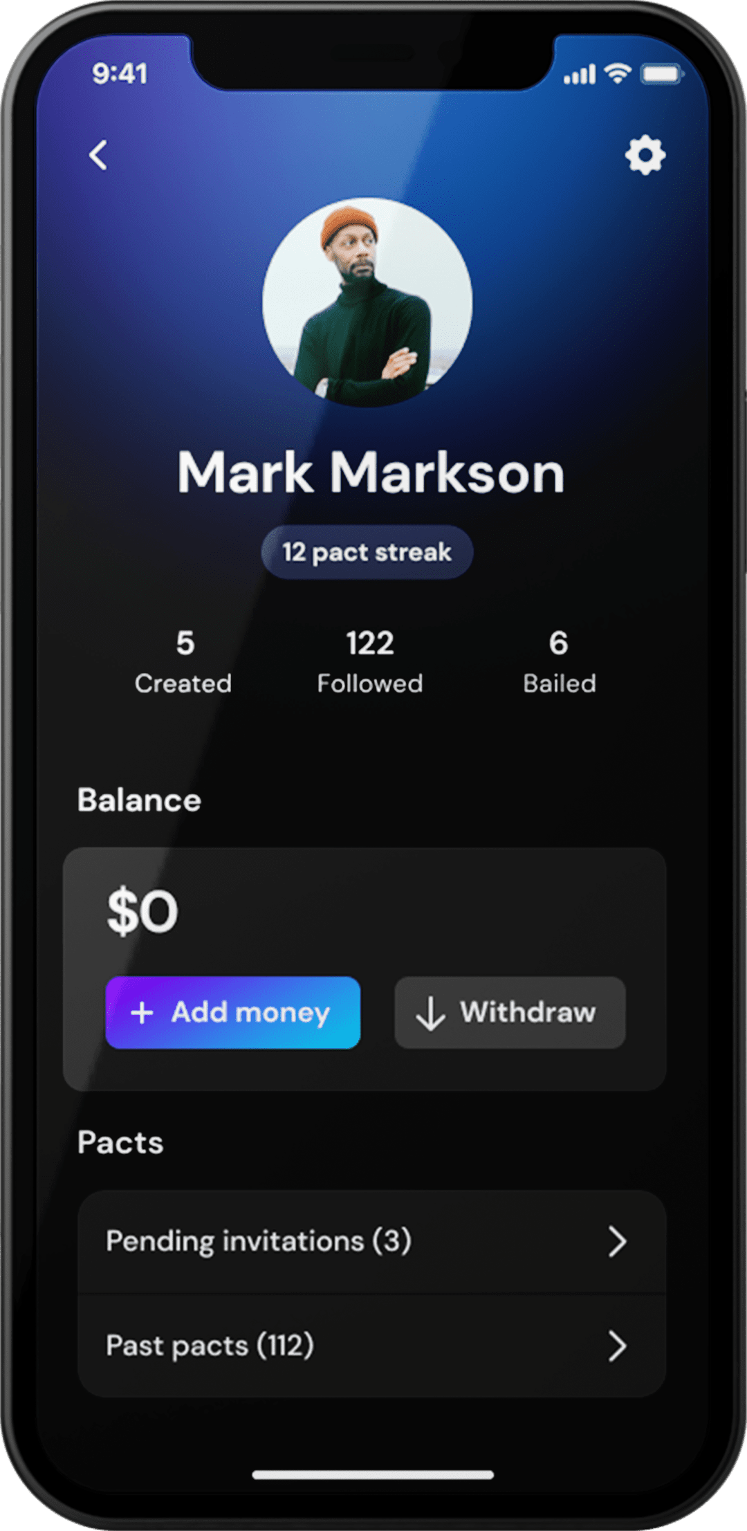 Fwego mobile app. User Profile Screen