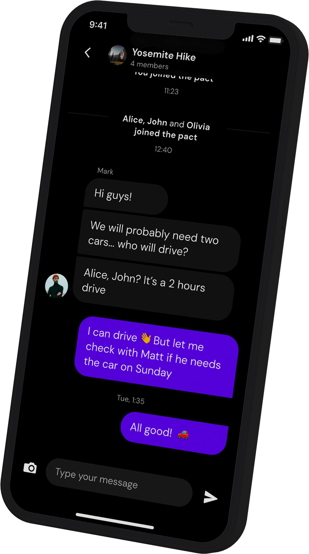 Fwego mobile app. In-app Messaging