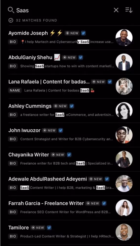 A screenshot from the app Clay