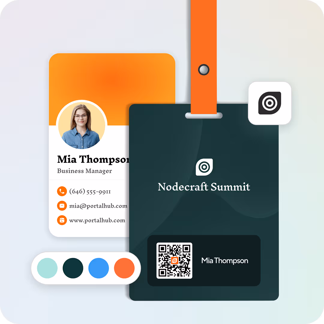 Blinq's Event Badges let's you print physical badges that link to digital business cards.