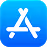 Apple App Store logo with stylized white 'A' on a blue gradient background.