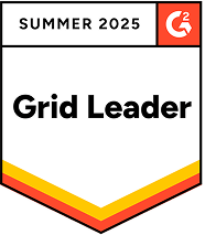 Badge with text Summer 2025 and Grid Leader, featuring the G2 logo in the top right corner.
