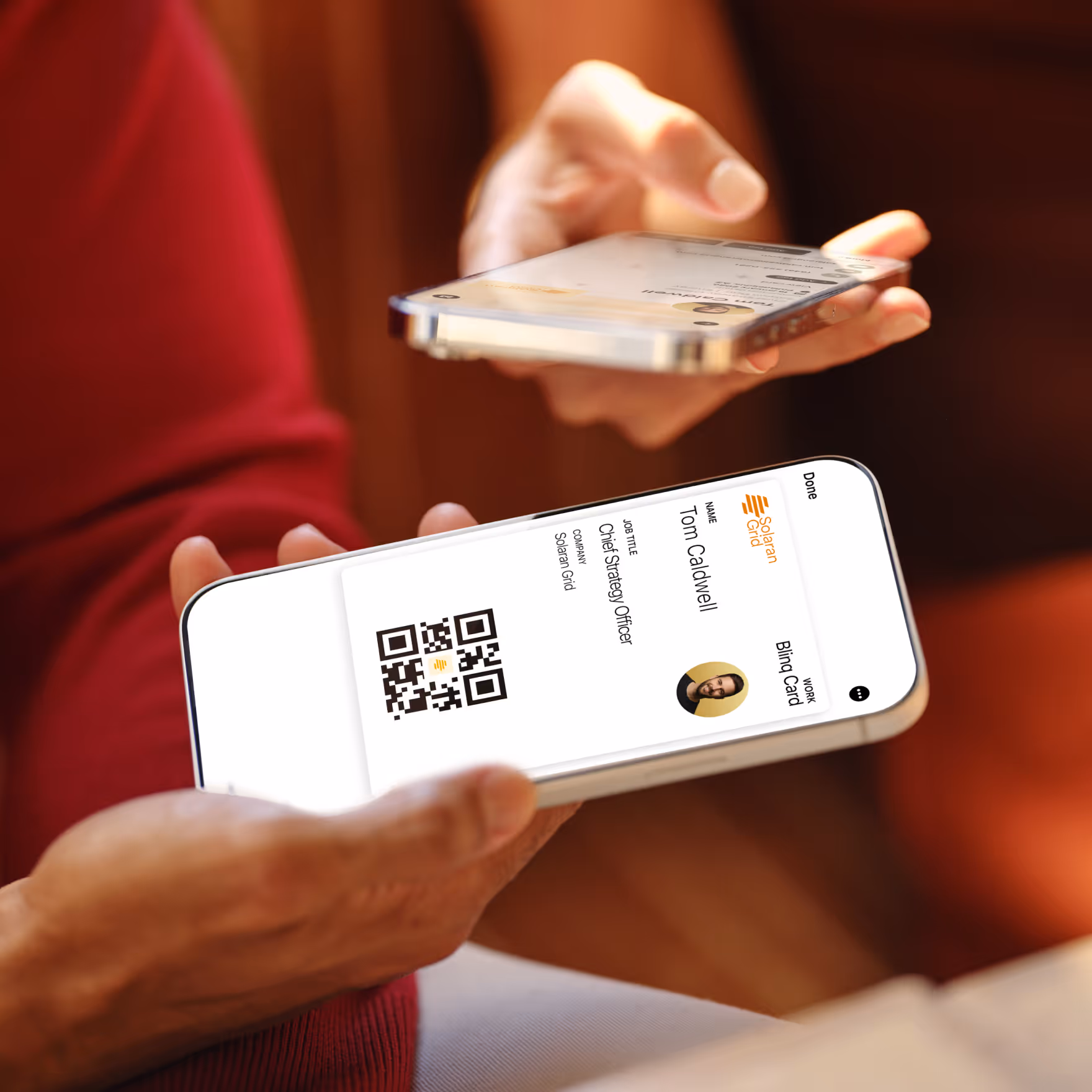 Blinq digital business card displayed in Apple Wallet on an iPhone