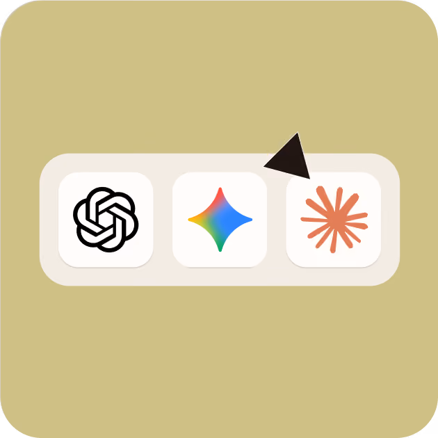 OpenAI, Google Gemini, and Anthropic AI platform logos representing Blinq's MCP integrations