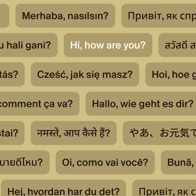 Greeting phrases in over 99 languages illustrating Blinq AI Notetaker's multilingual transcription support