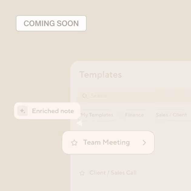 Blinq AI Notetaker note templates interface showing customisable meeting summary formats