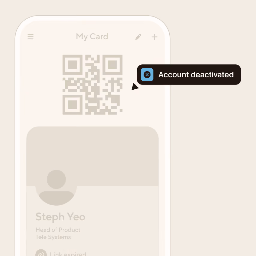 Blinq card screen marked "Account deactivated" during employee offboarding