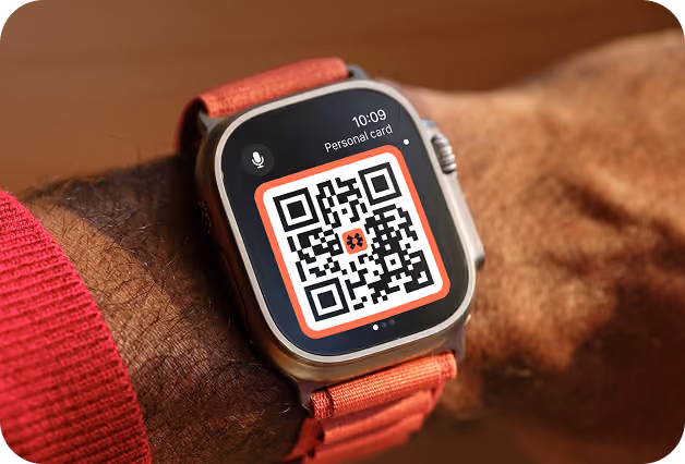 Business card QR on a smart watch