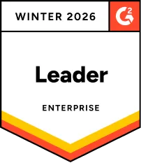 G2 Winter 2026 badge with the title 'Leader' for Enterprise category, featuring the G2 logo in the top right corner.