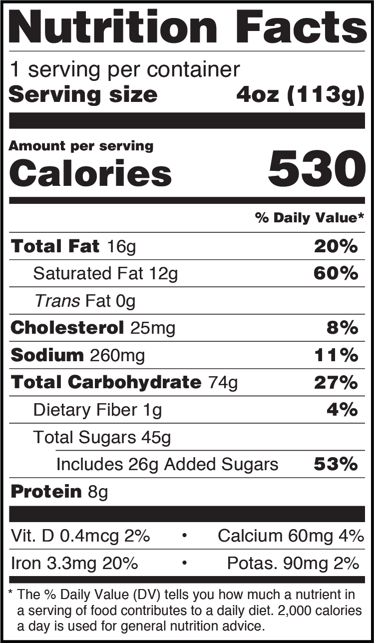 Triple Chocolate Fudge Dough Pucks nutritionals