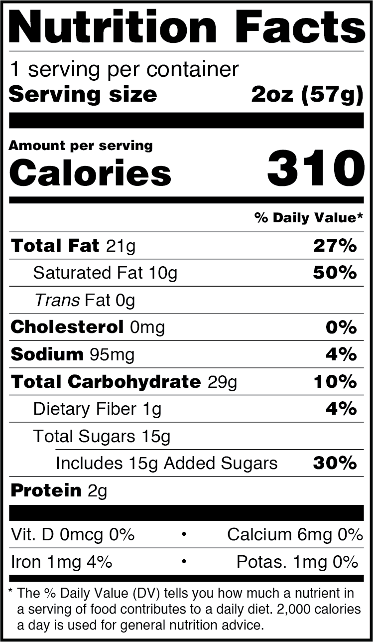 Lemon Creme Horn nutritionals