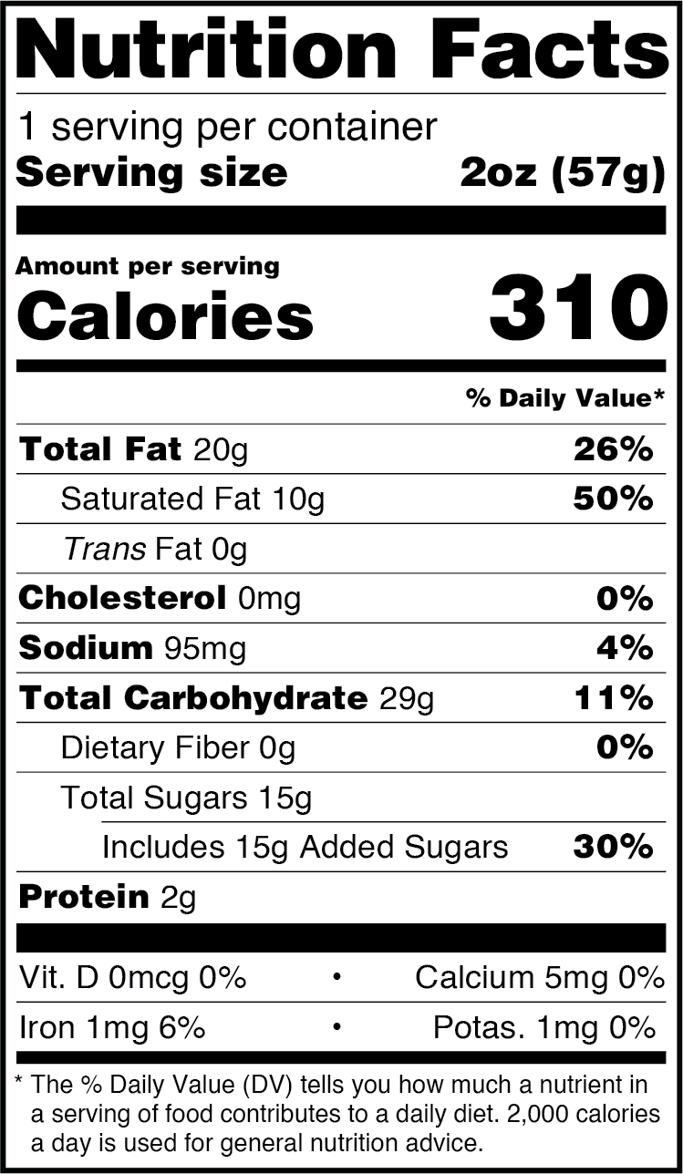 Creme Horn nutritionals