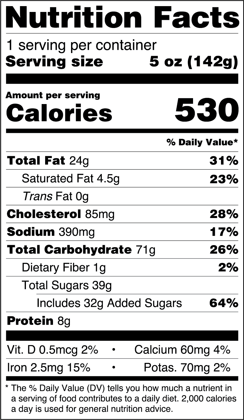 Blueberry Crum Jumbo Muffin nutritionals