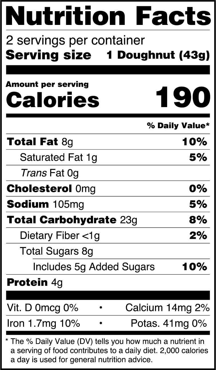 Classic Glazed Donuts nutritionals