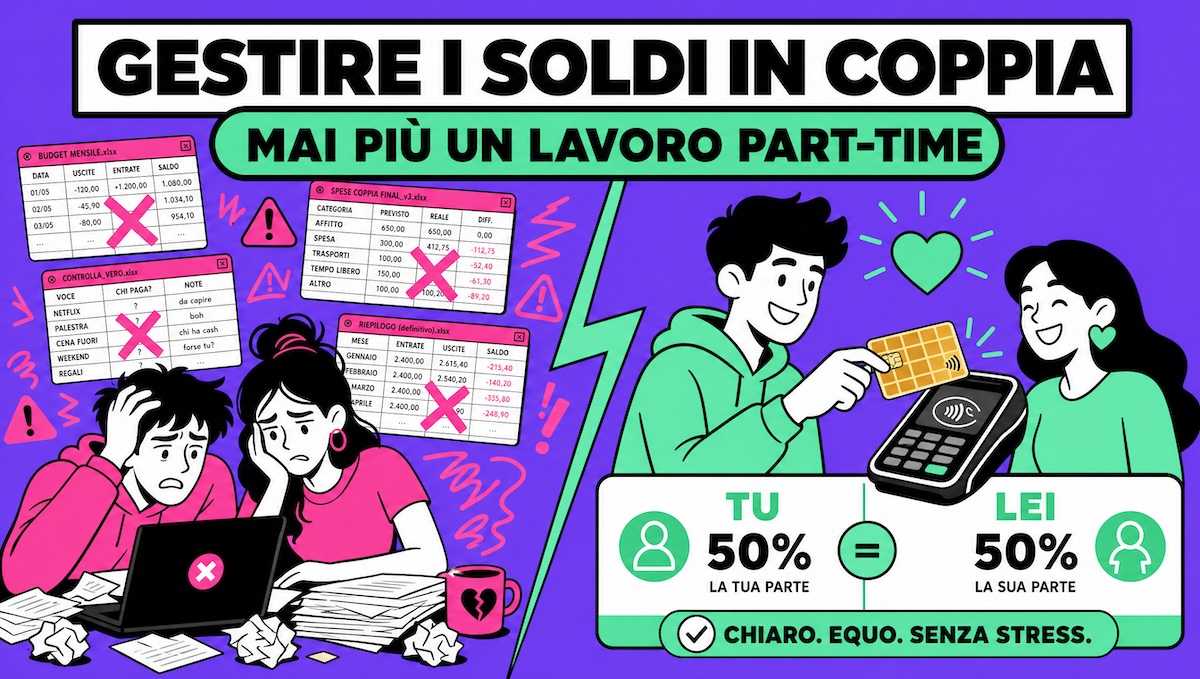 Coppia che gestisce le spese condivise con l'app Cino