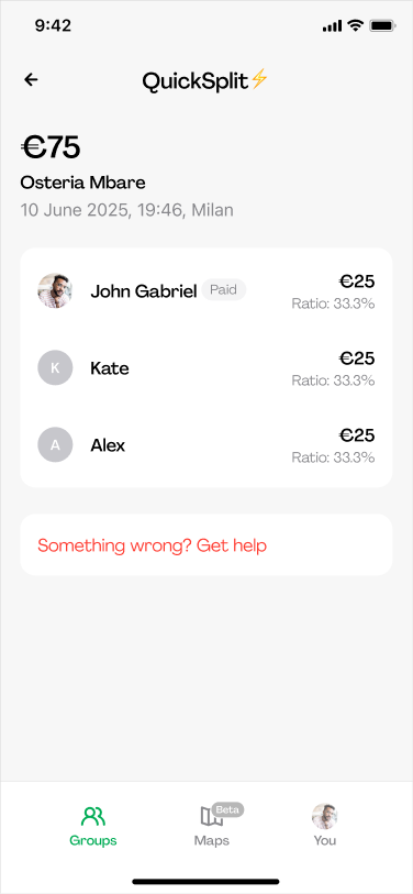 Bill splitting app for sharing expenses 