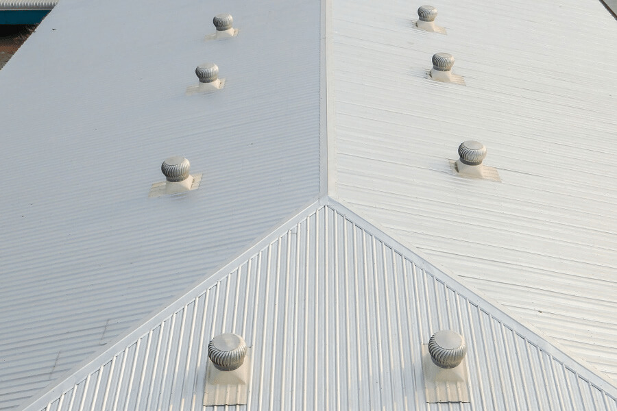 Metal roof with vents