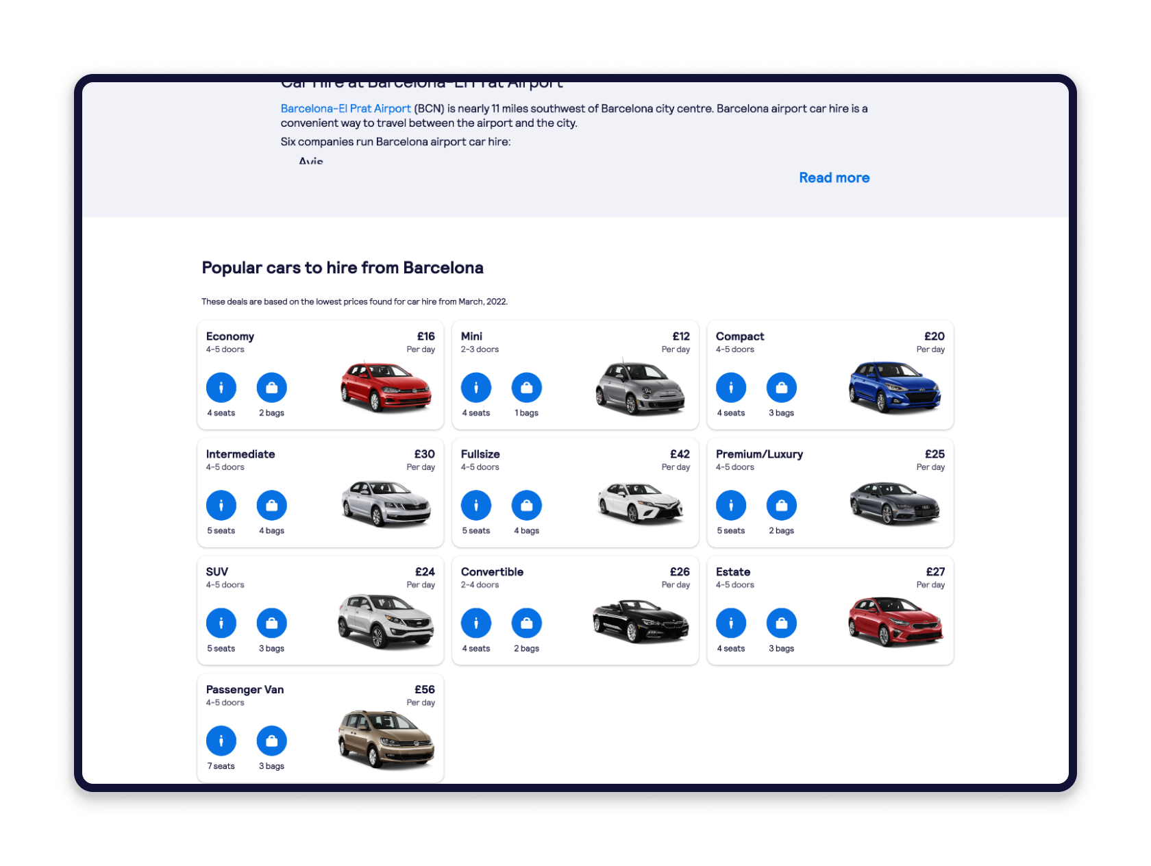 Car Hire SEO page today