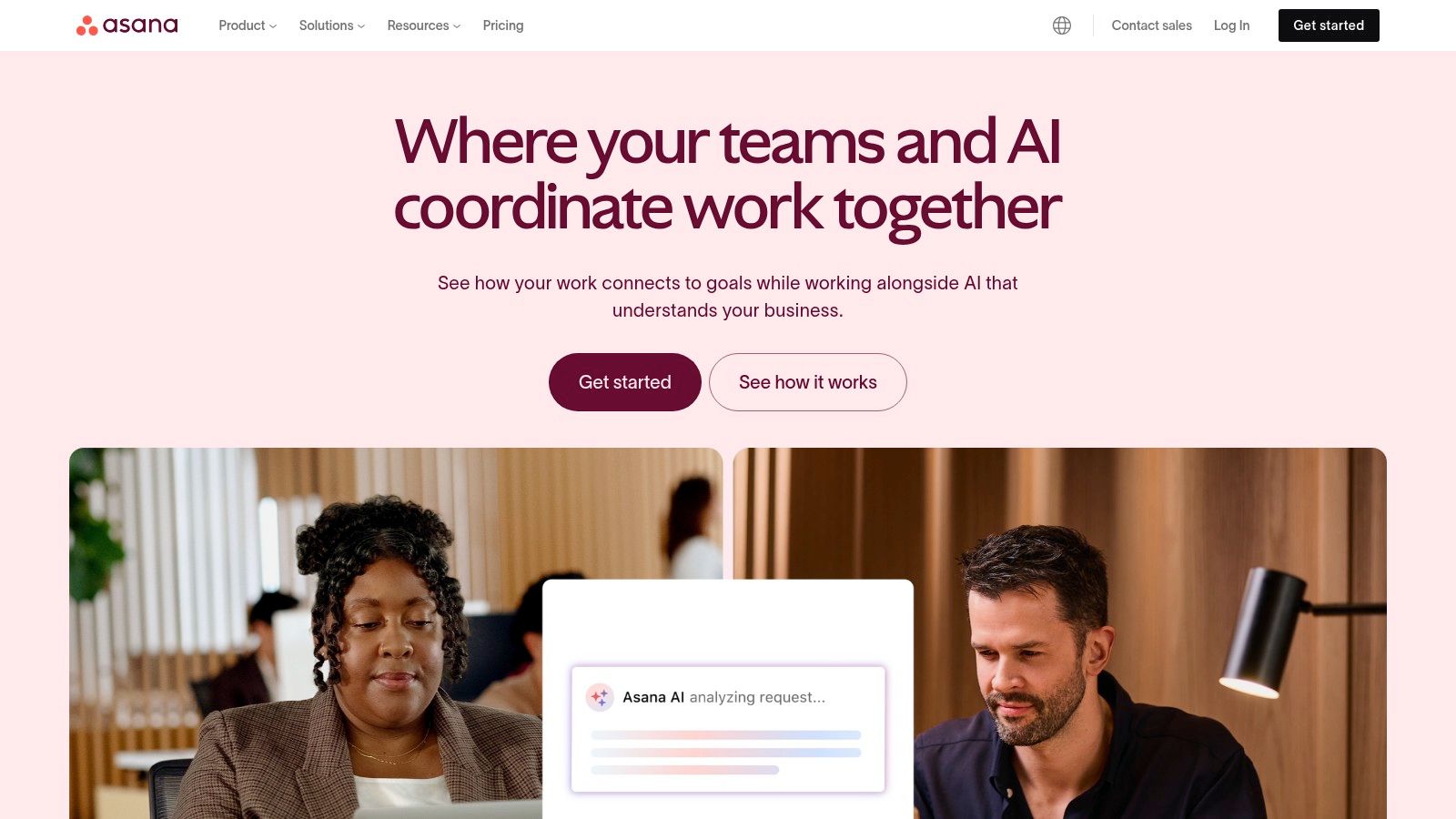 Asana dashboard showing a project portfolio with progress bars and status updates