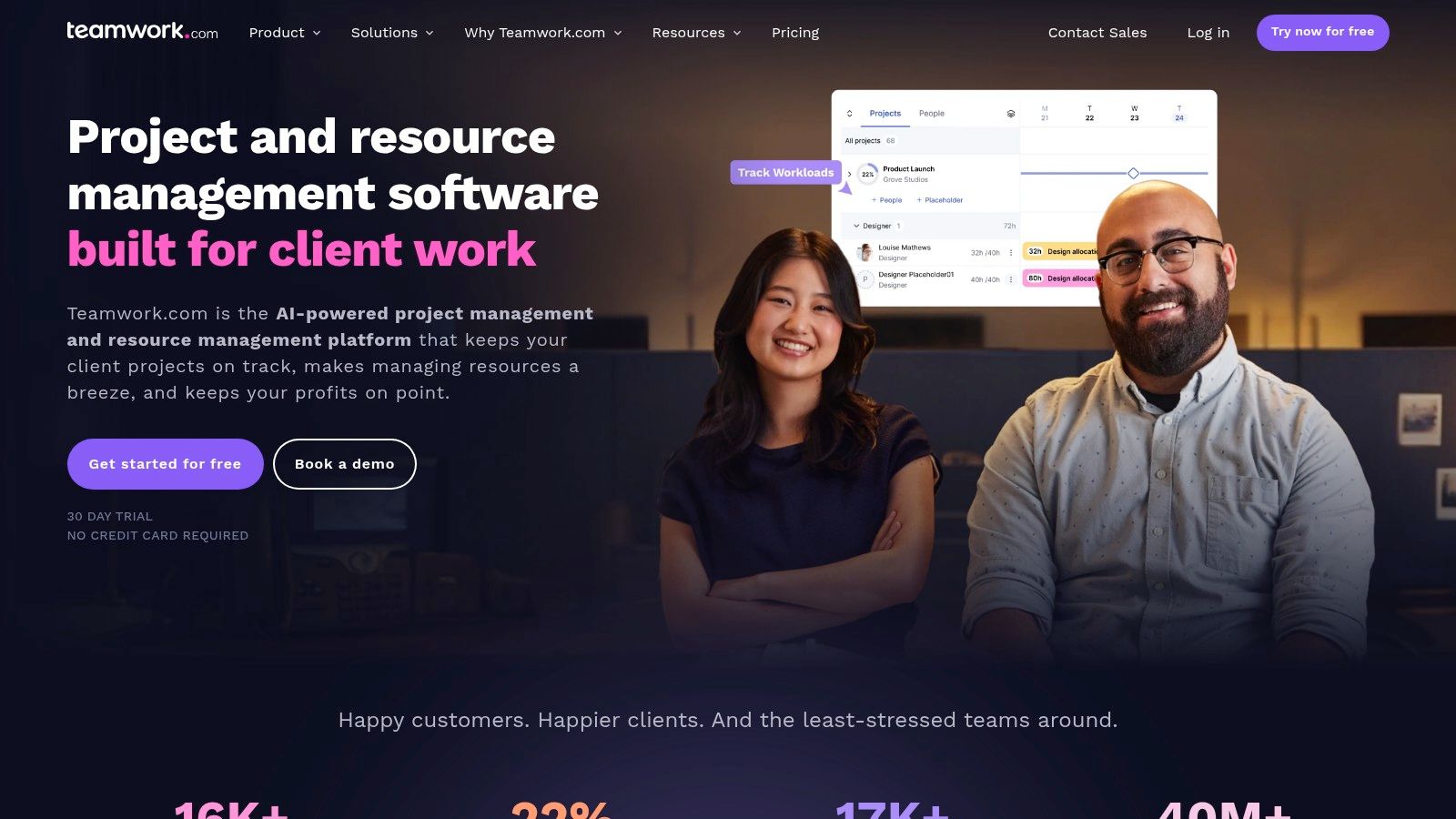 Teamwork platform showing task lists, milestones, and project progress