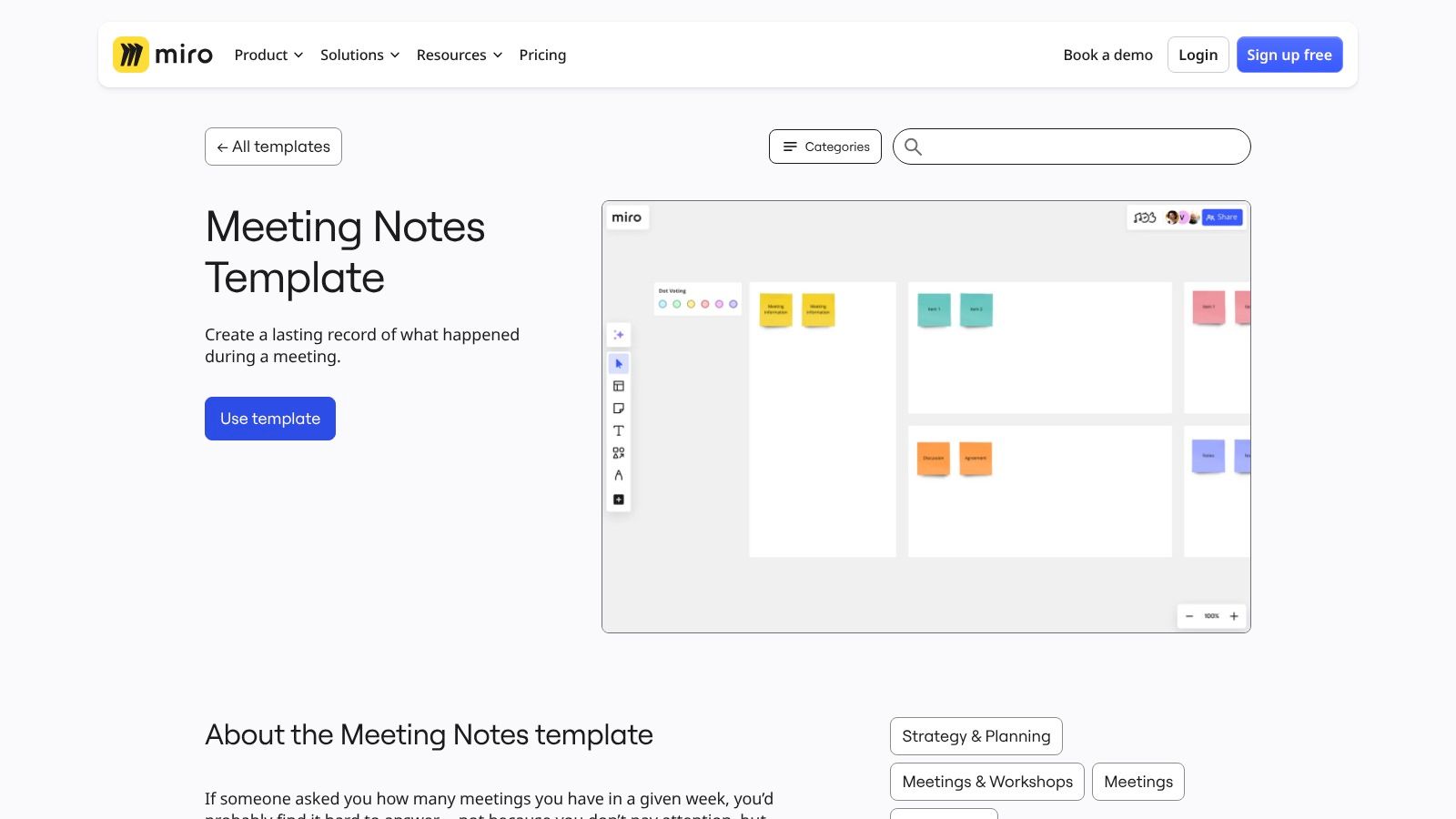 Miro Templates (Meeting notes)