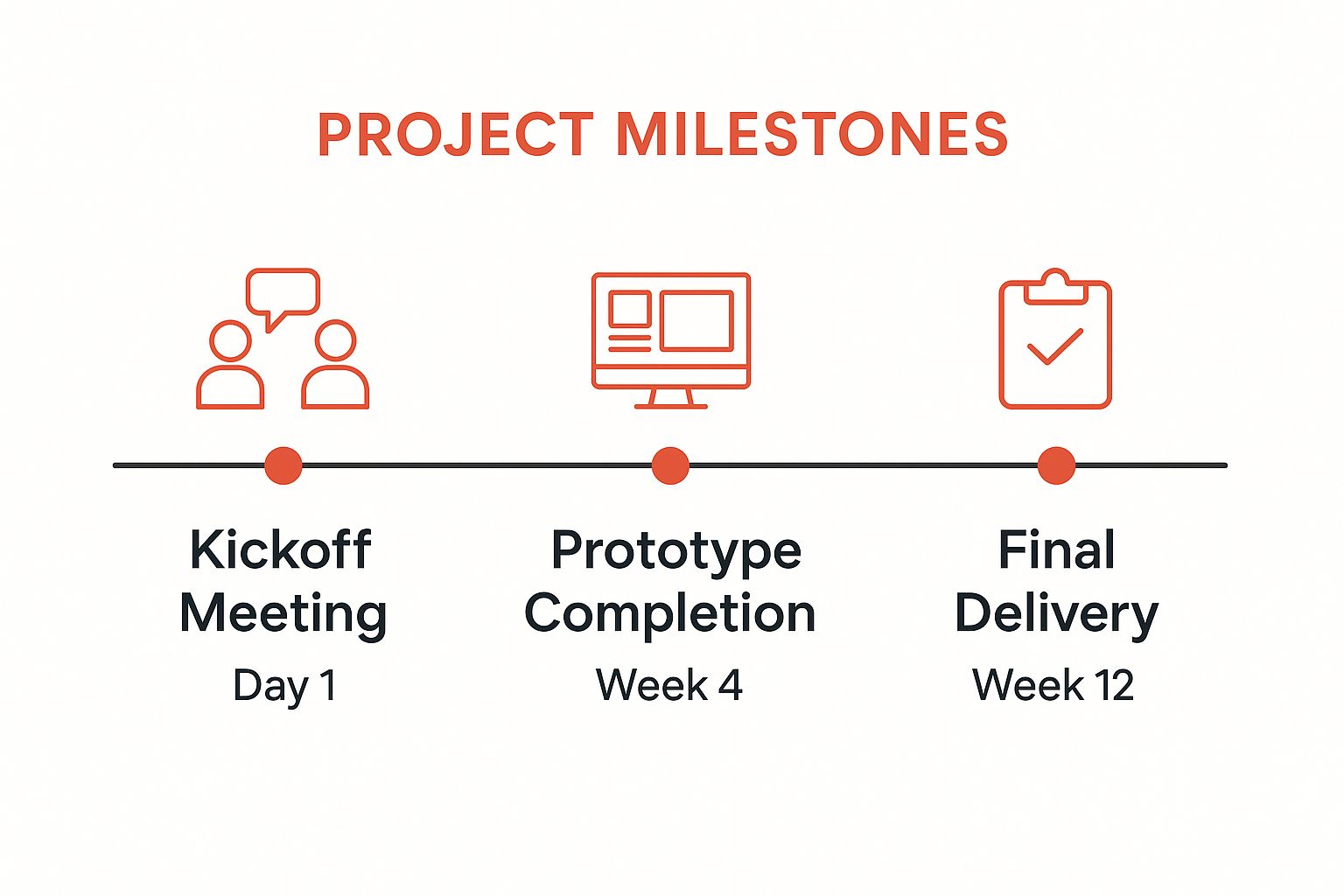 Infographic showing key data about Project Timeline and Milestones
