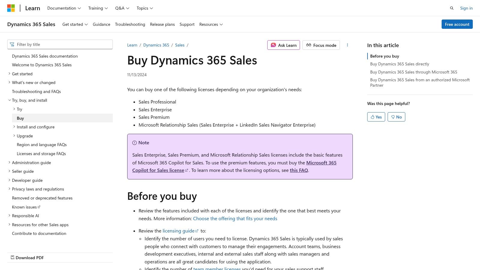 Microsoft Dynamics 365 Sales