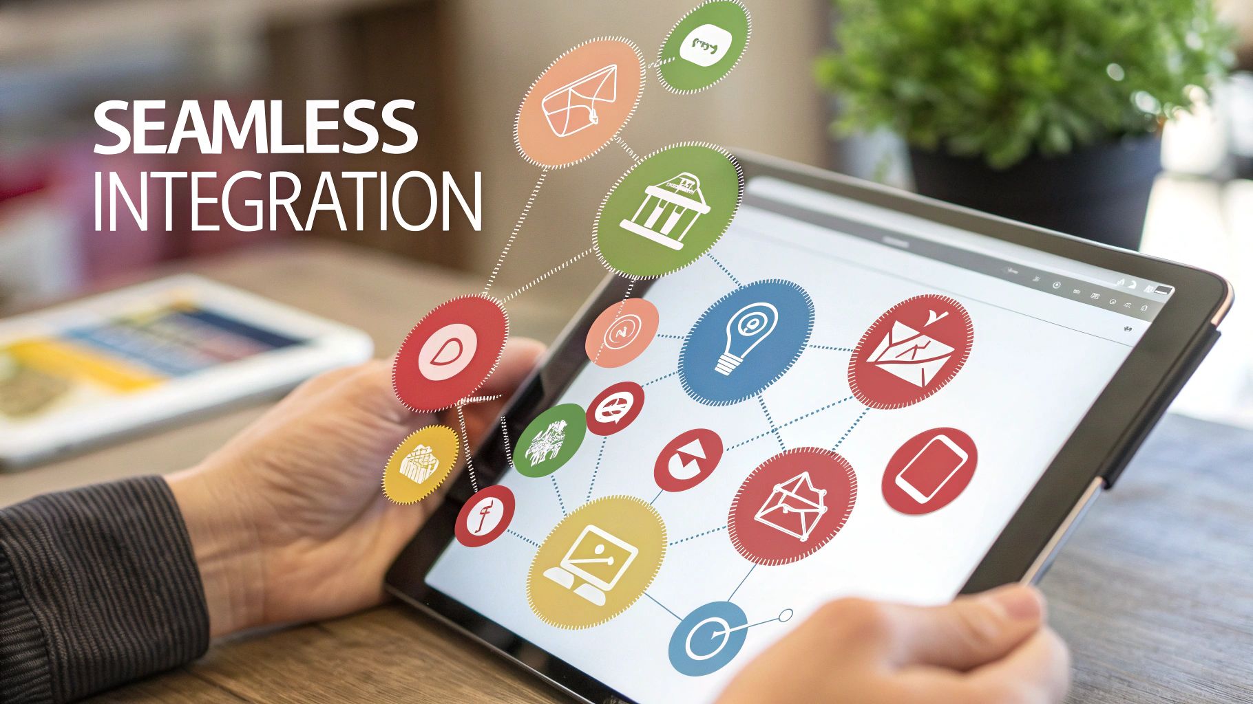 A person looking at a checklist on a digital tablet, symbolizing the process of selecting the right software.