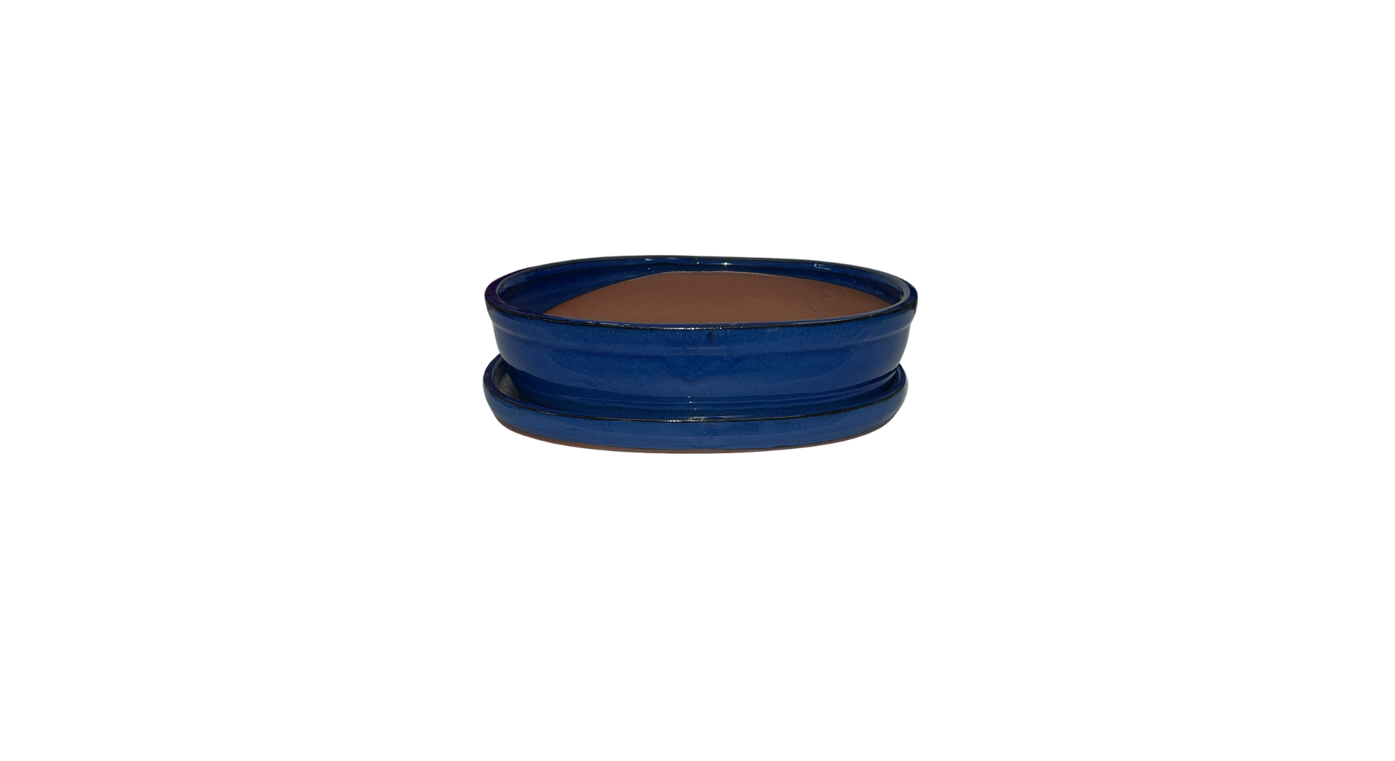 Bonsai blu pot with saucer 