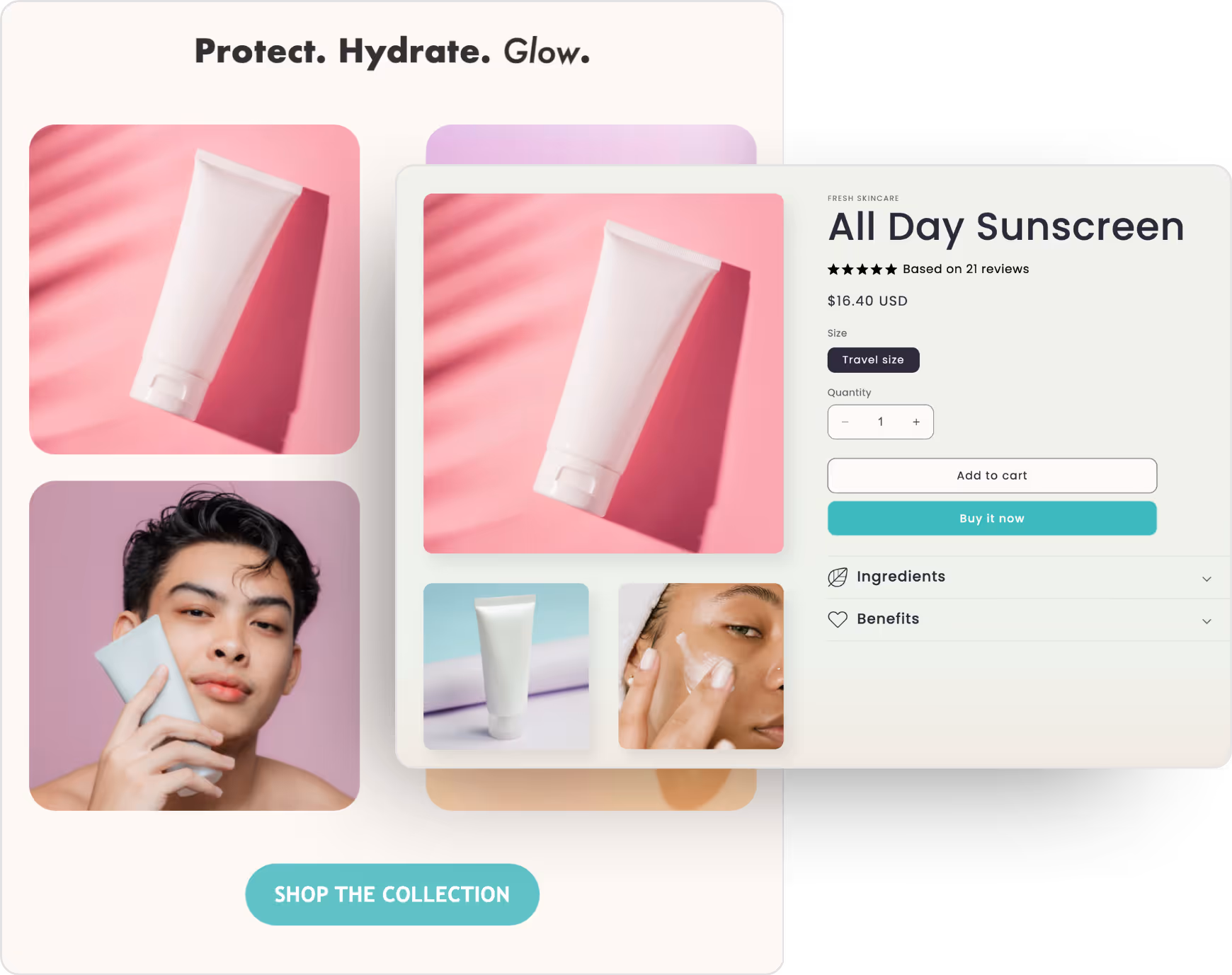 Seguno auto links product images to their product pages and other images link to your storefront.