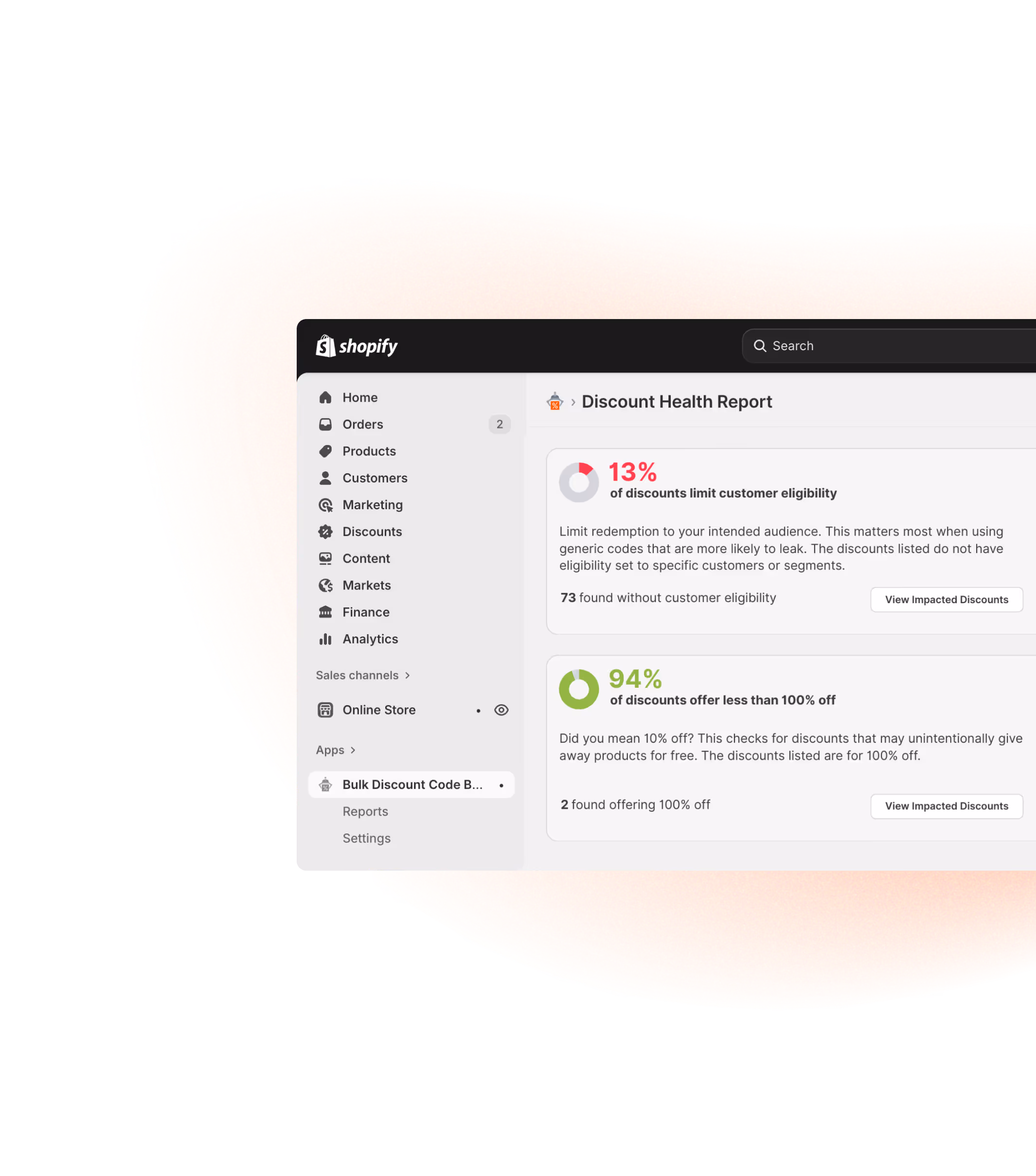 The discount risk audit by Bulk Discount Code Bot for Shopify