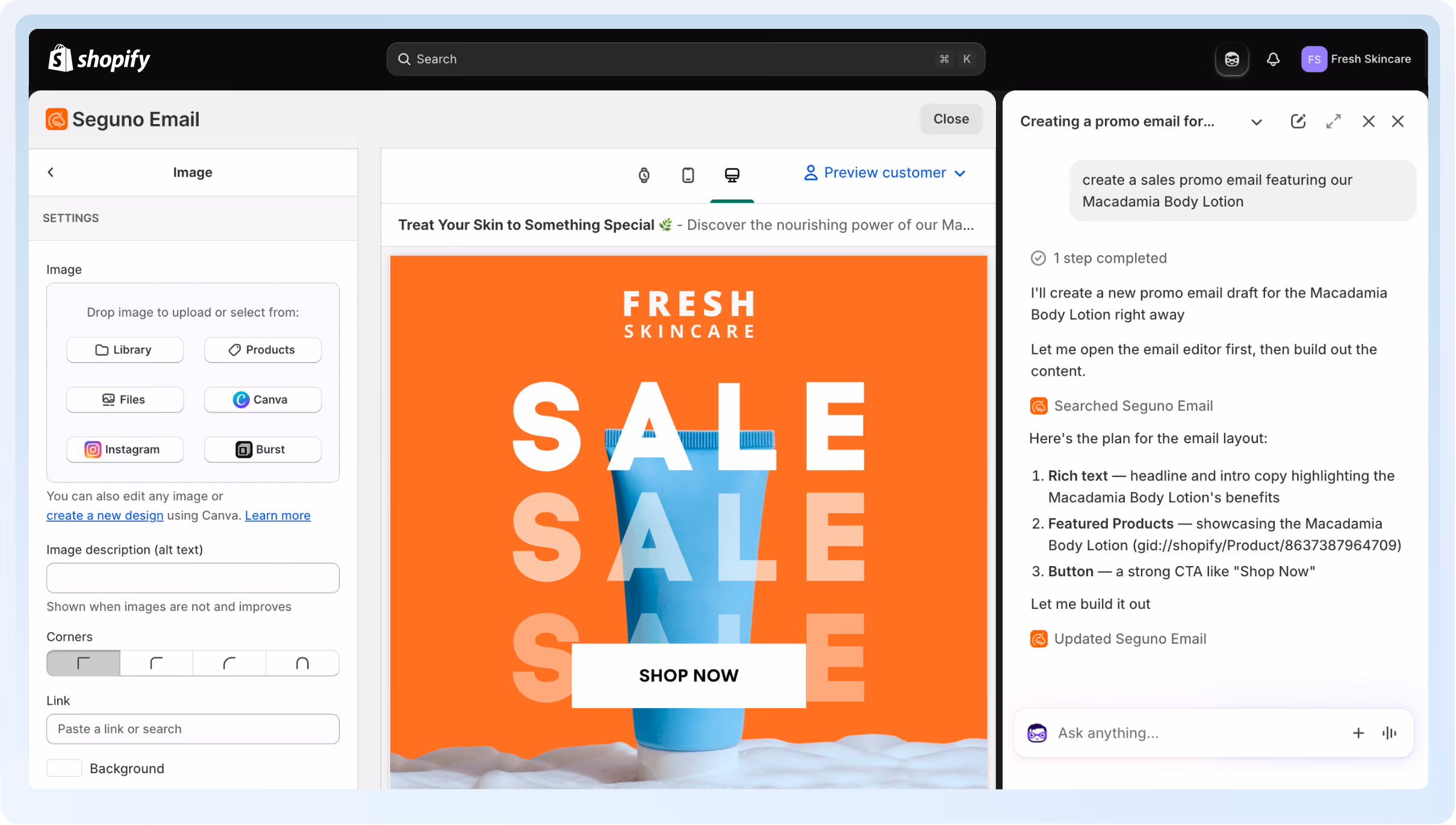 Seguno is the Shopify-native marketing suite that keeps your data inside Shopify.
