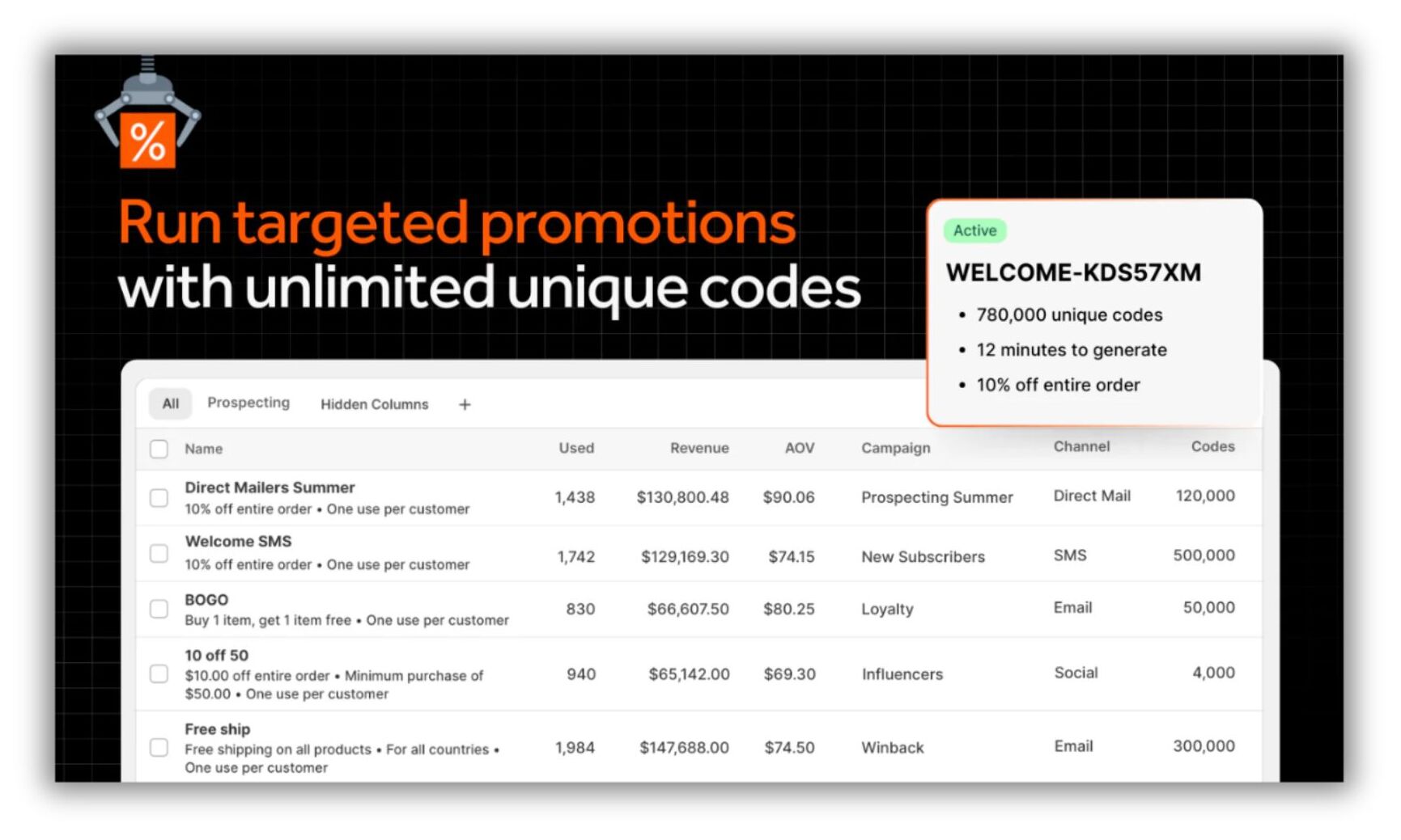 Screenshot of bulk discount code bot app intro within shopify app store
