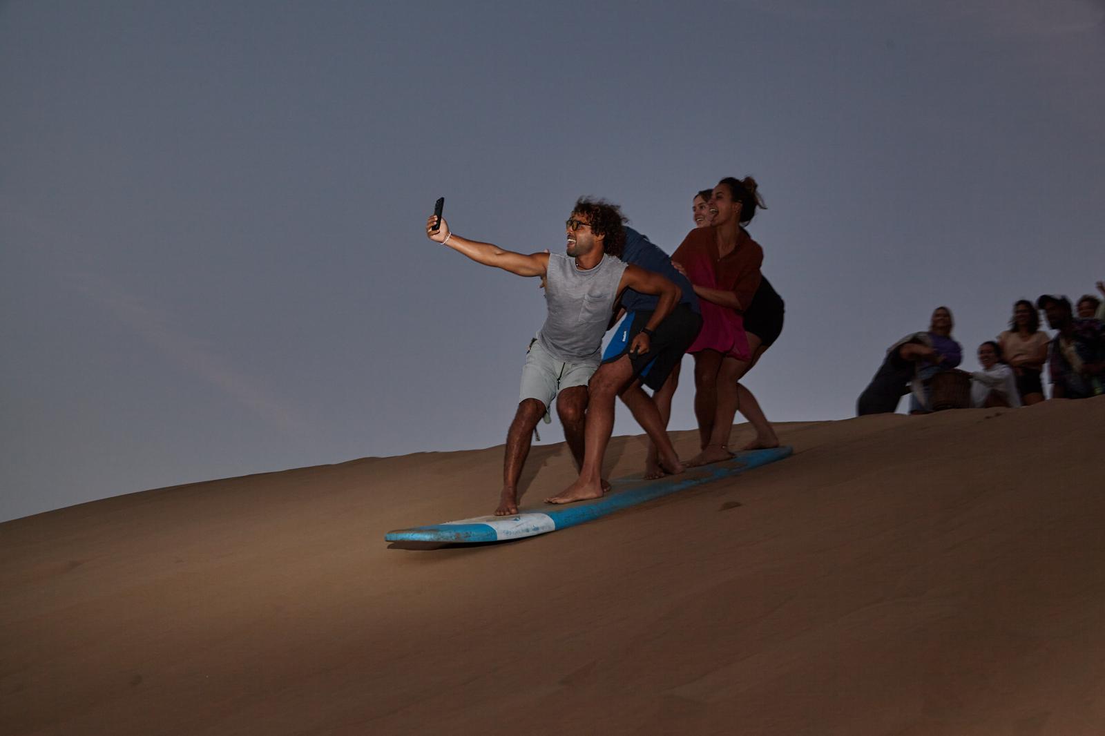 Sandboarding & Sunset Experience Essaouira — Dunes, Waterfall & Cave Dinner from €20