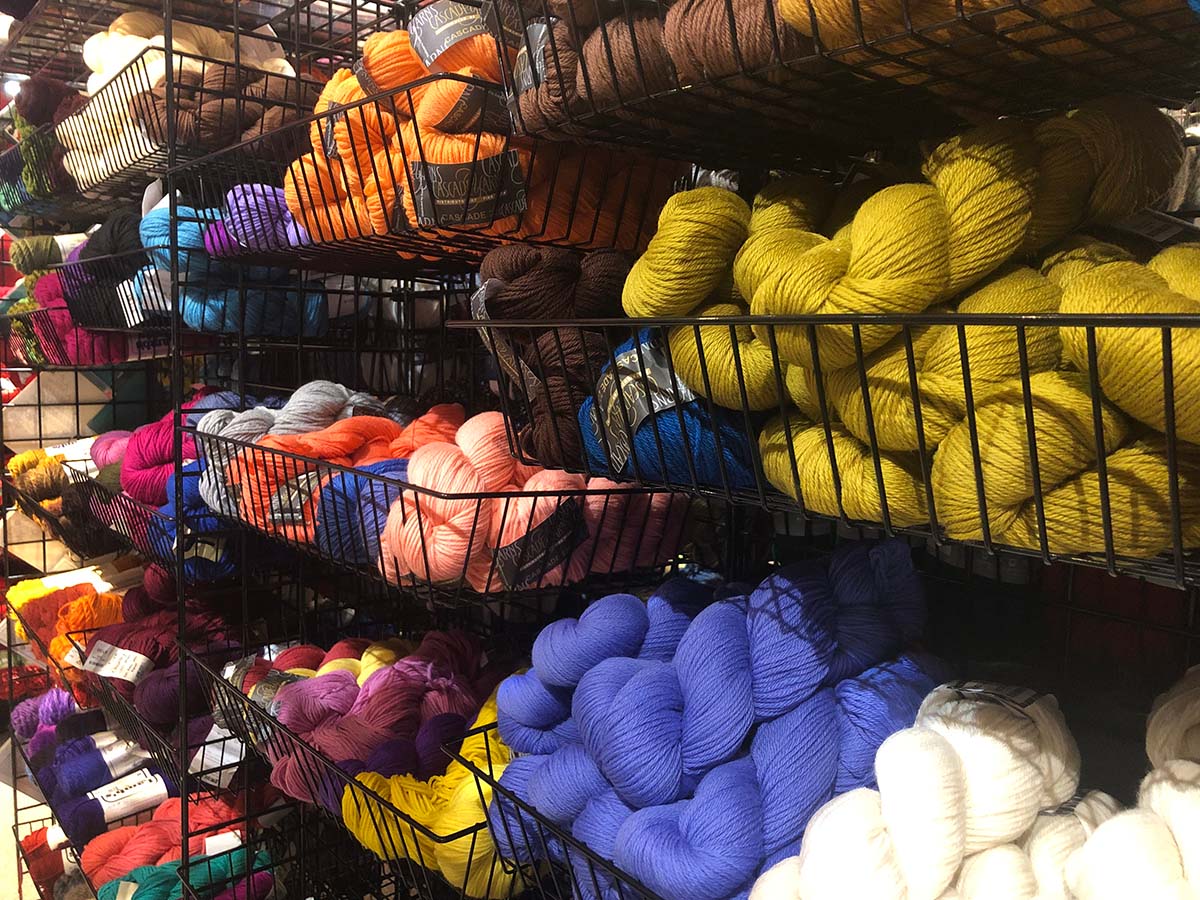 Selection of yarn skein for sale at Asheville yarn shop