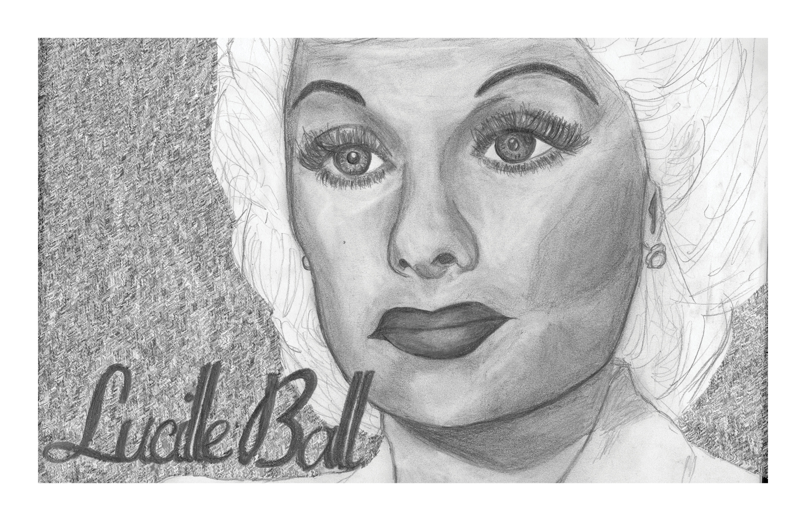 Illustrated portrait of Lucille Ball.