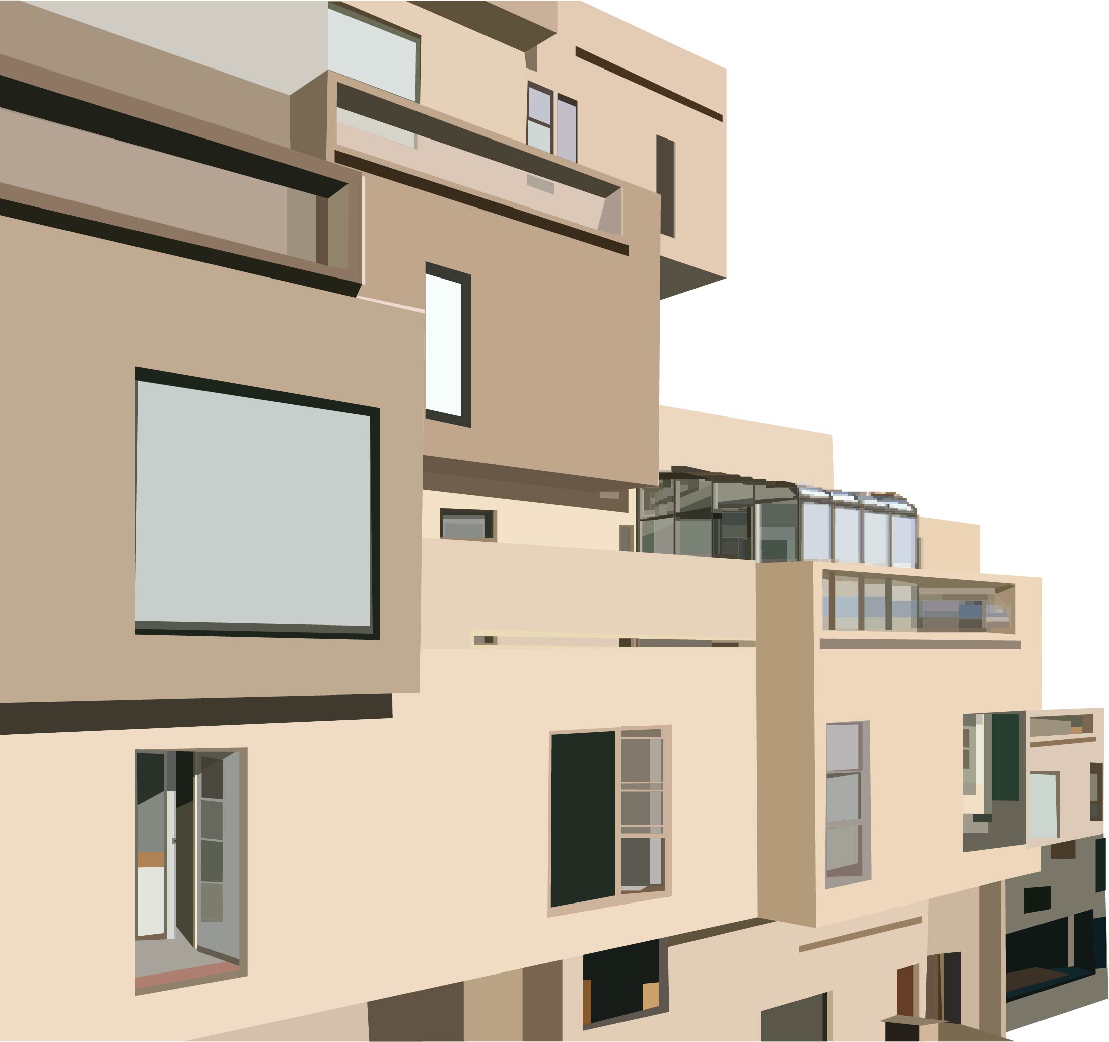 Illustration of Safdie's Habitat 67.