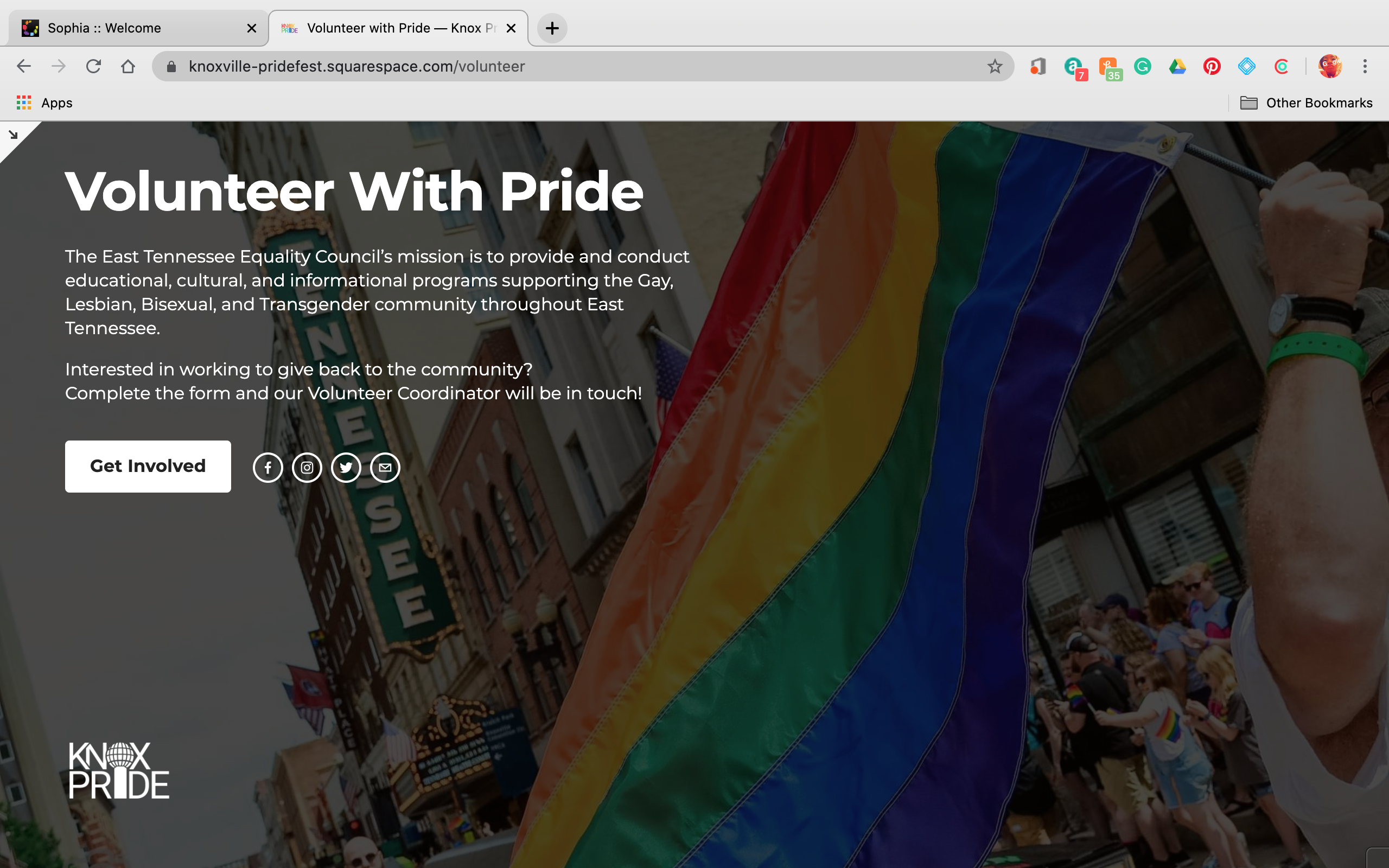 Volunteer With Pride Landing Page.