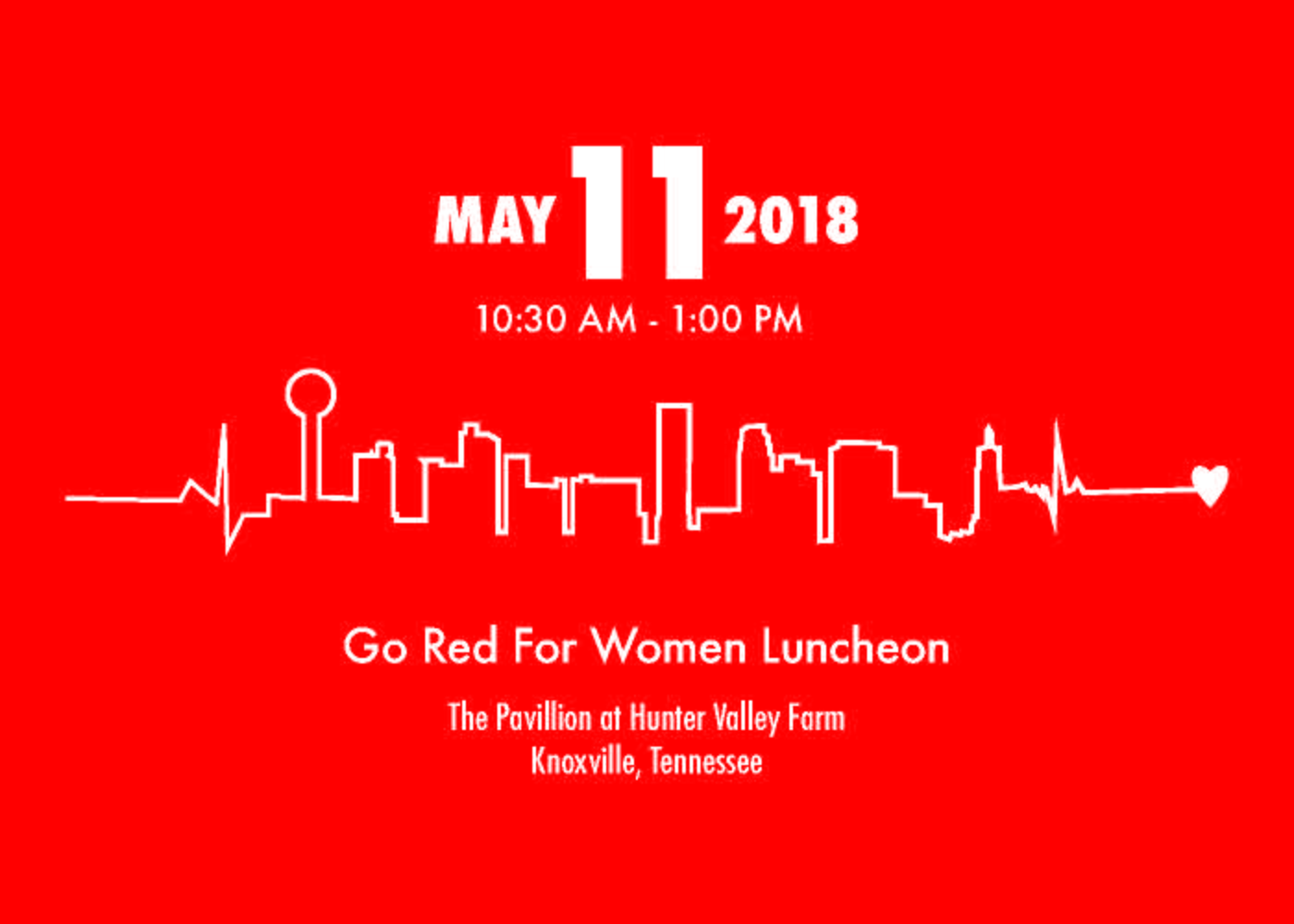 White ECG Skyline on Red Background.