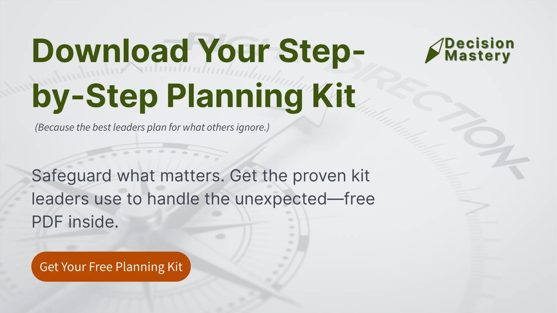 A banner with a link to get a free planning kit. 