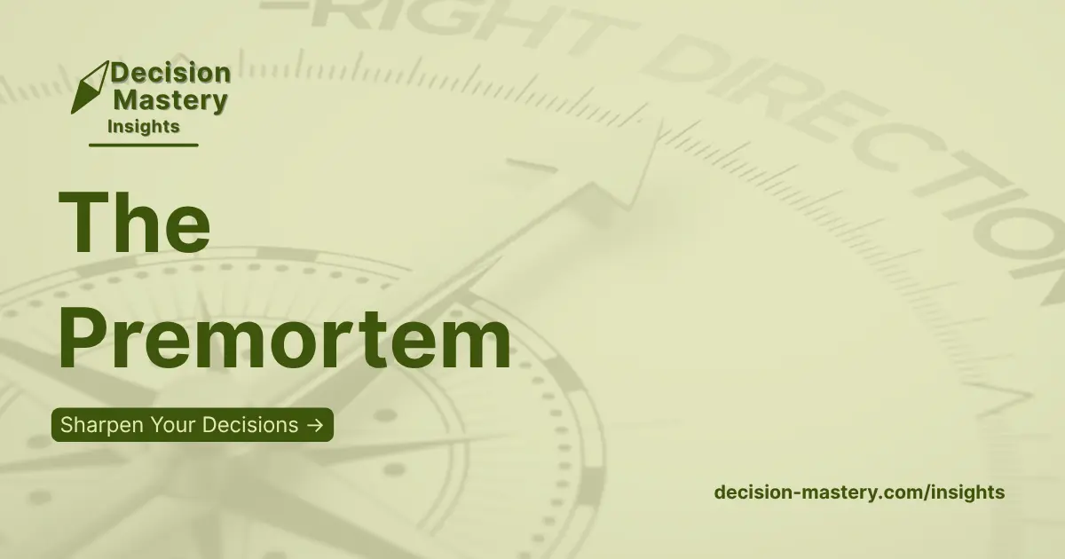 Decision Insights newsletter - The Premortem read online at decision-mastery.com/insights