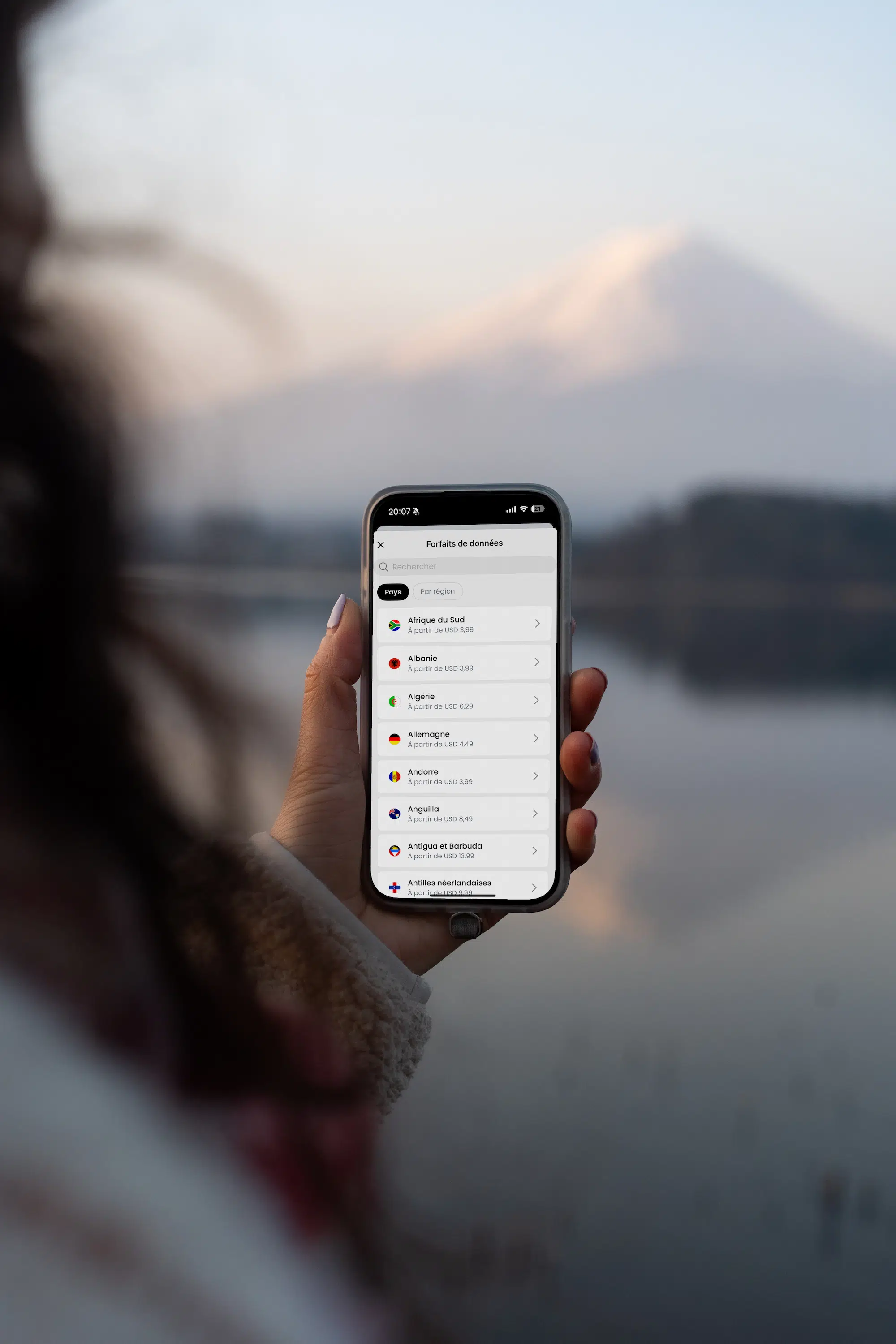 Forfaits internet Saily par pays