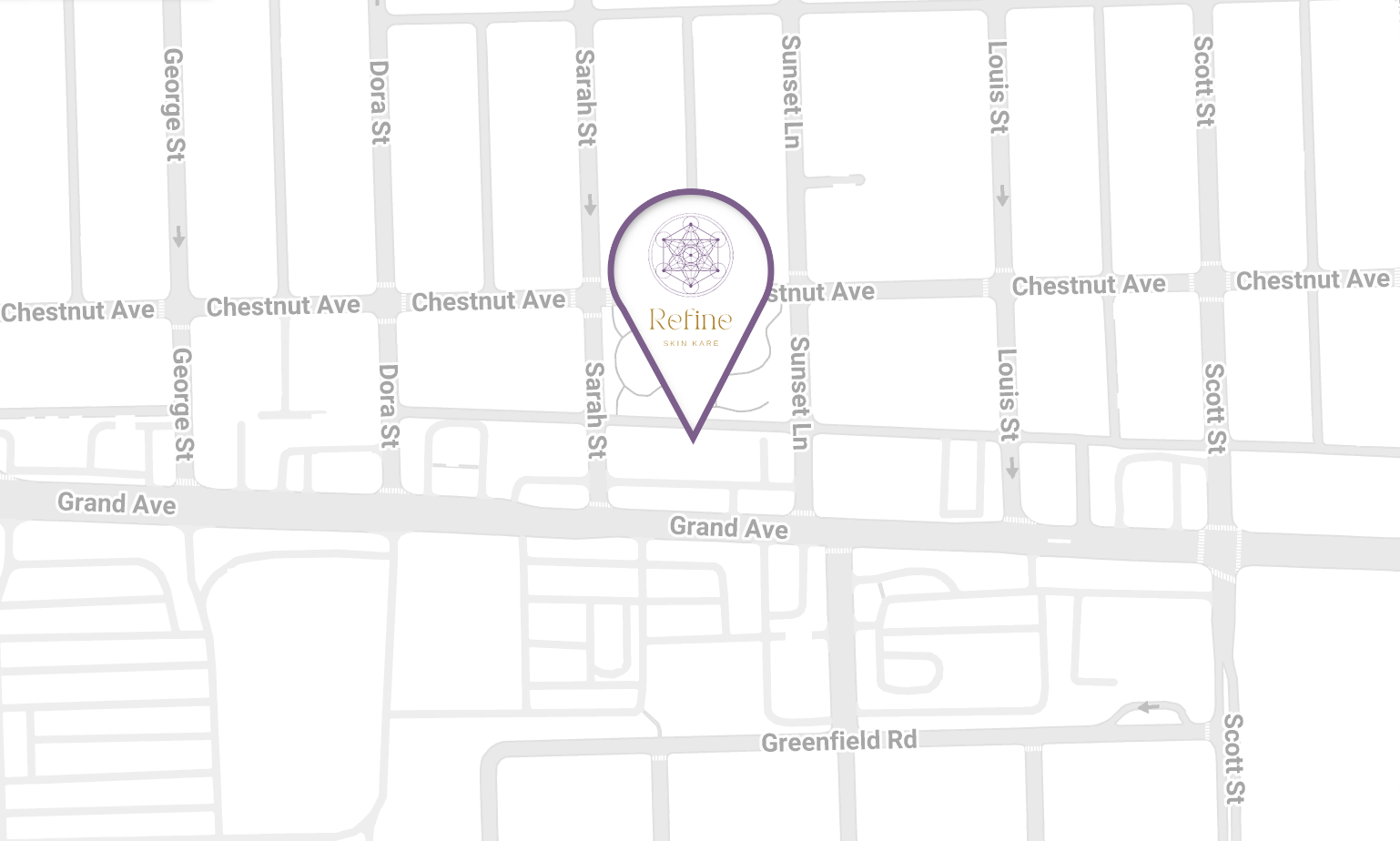 Local Franklin Park map with Pin location on Refine Skin Kare at 10108 Grand Ave, Franklin Park, IL 60131