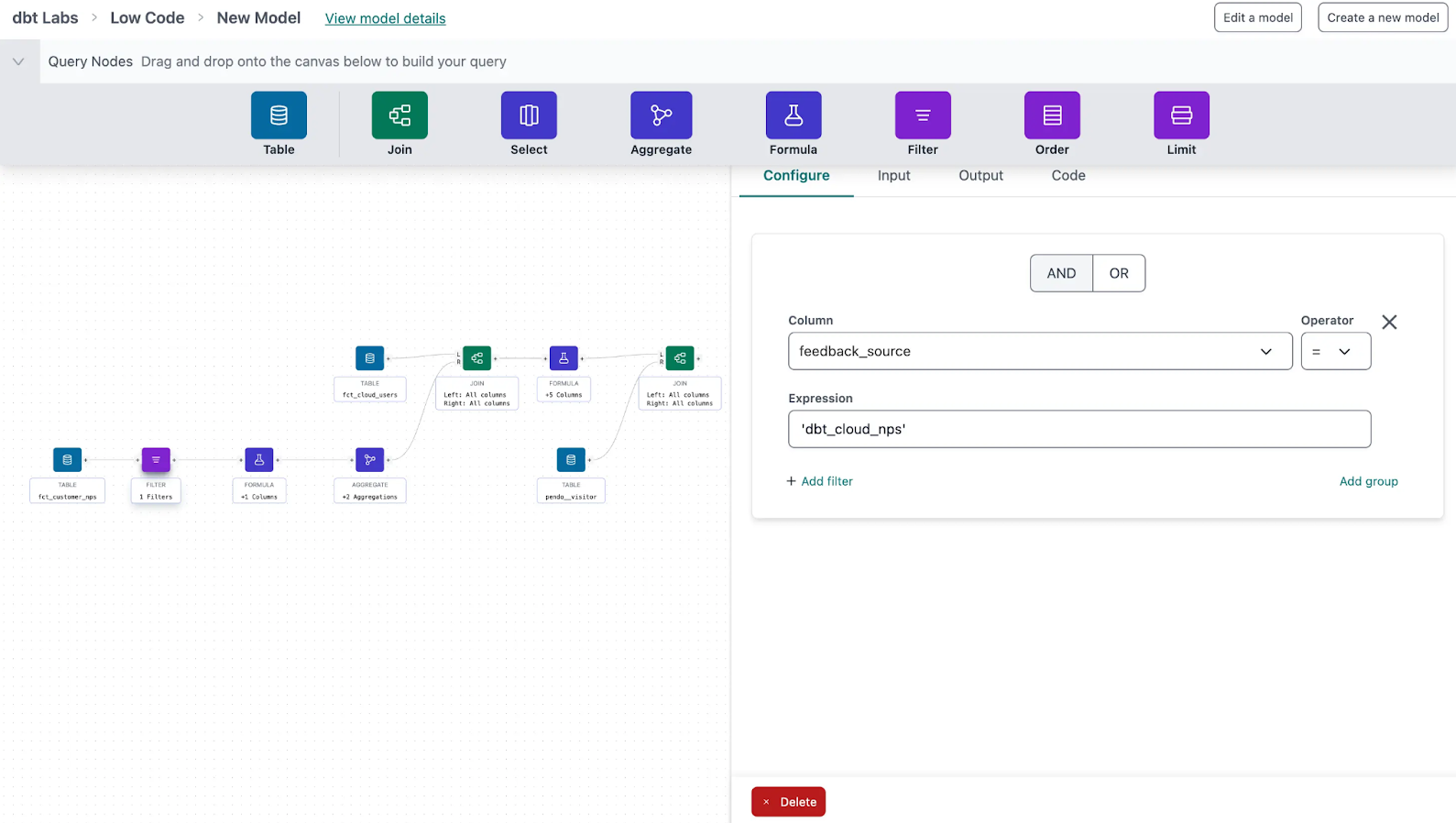 With dbt’s visual editor, SQL expertise is no longer needed to create or edit dbt models