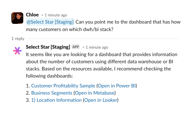 No documentation? No problem. Select Star will automatically document your data. Select Star's AI will also answer any internal data questions behalf of your data analysts. Now, that's a true AI co-pilot for your data team.