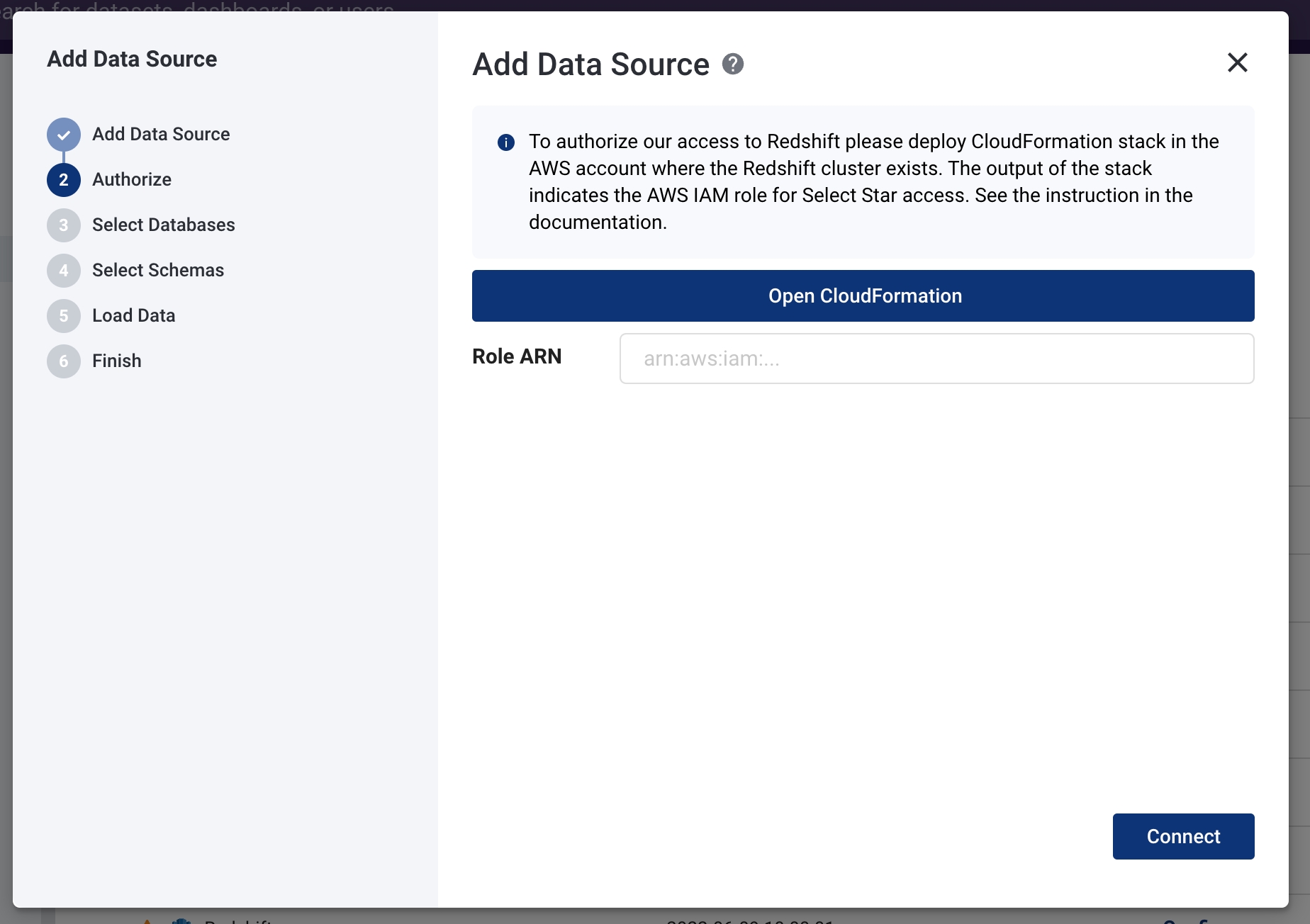 Select Star's access authorization form