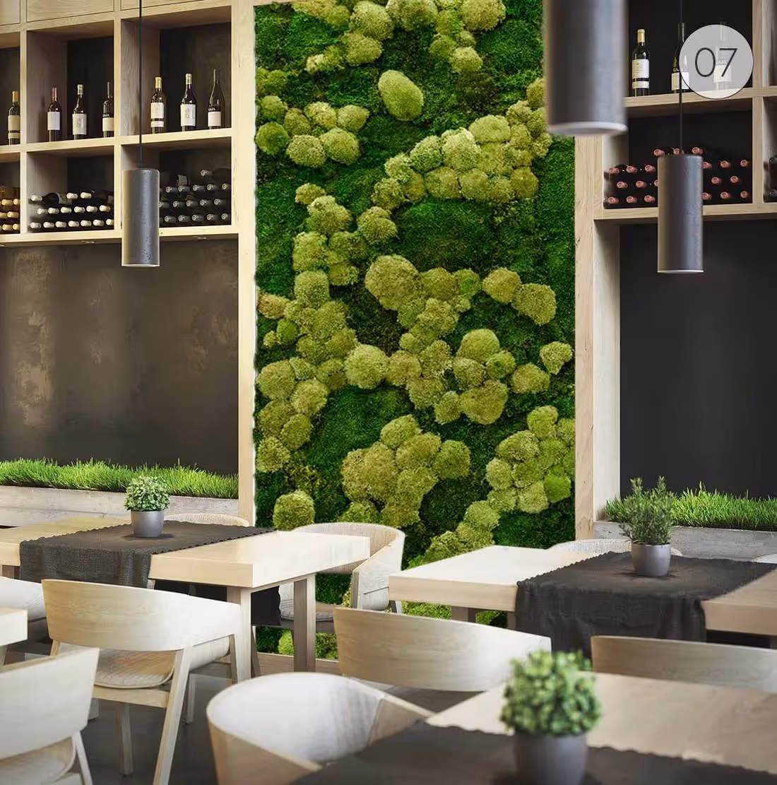 Creative use of HQ Preserved Moss Green Wall as furniture